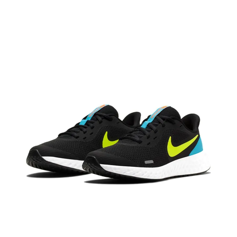 Nike REVOLUTION 5 Cushioning Anti Slip Wear Resistant Breathability Low Top Running Shoes Women's Black Yellow Blue-2