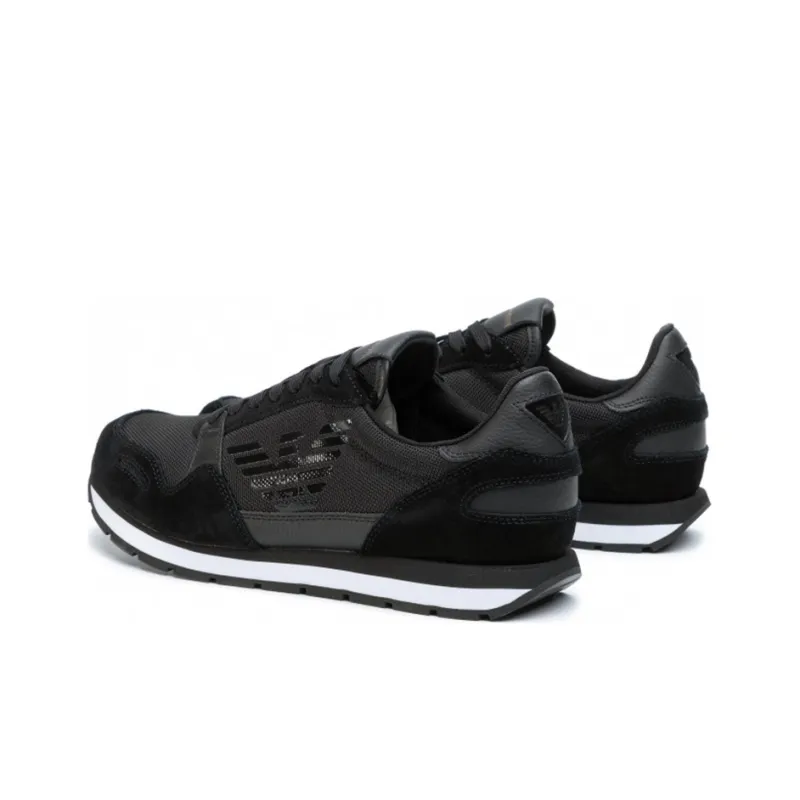 EMPORIO ARMANI Cushioned Slip-Resistant Lightweight Low-Top Casual Shoes Men's Black-3