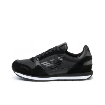 EMPORIO ARMANI Cushioned Slip-Resistant Lightweight Low-Top Casual Shoes Men's Black