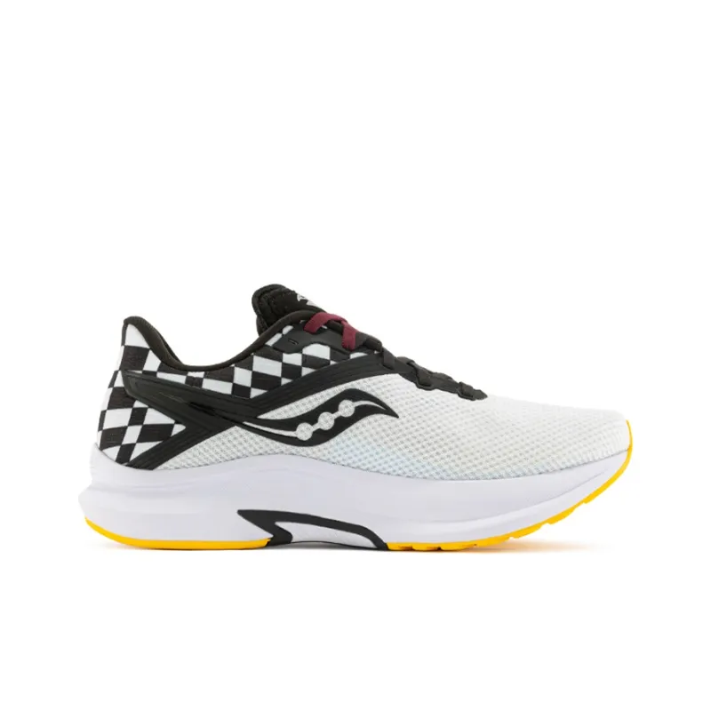 Saucony Cushioning Anti Slip And Wear Resistant Support Low Top Running Shoes Men's Black White Yellow-1