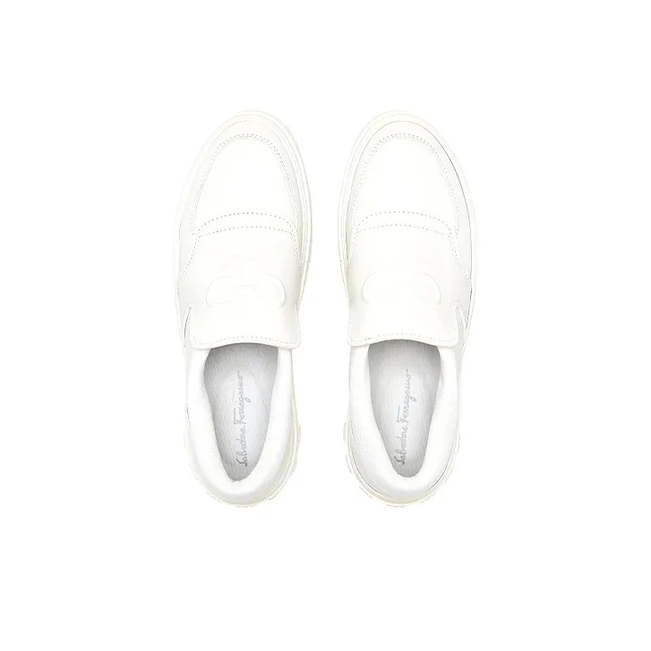 FERRAGAMO Stylish Skateboarding Shoes Men's White-3
