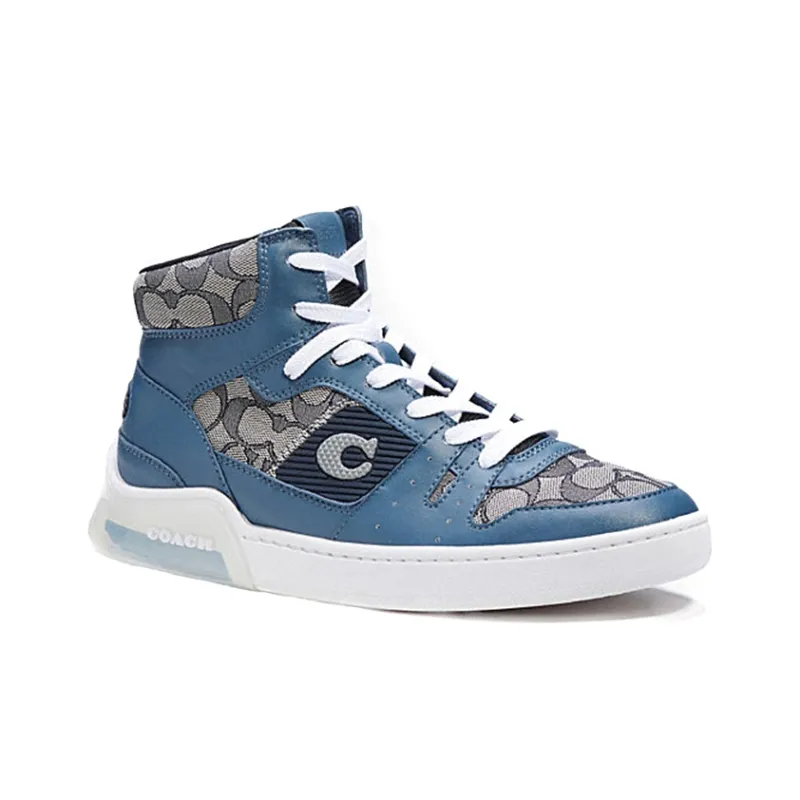 COACH CitySole Skateboard Shoes Men High Top Light Blue-2