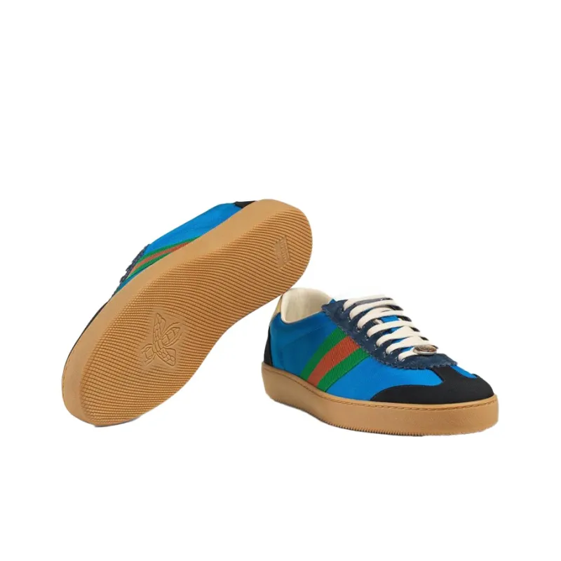 GUCCI G74 Web Low Top Stylish Skateboarding Shoes Women's Blue Green-4