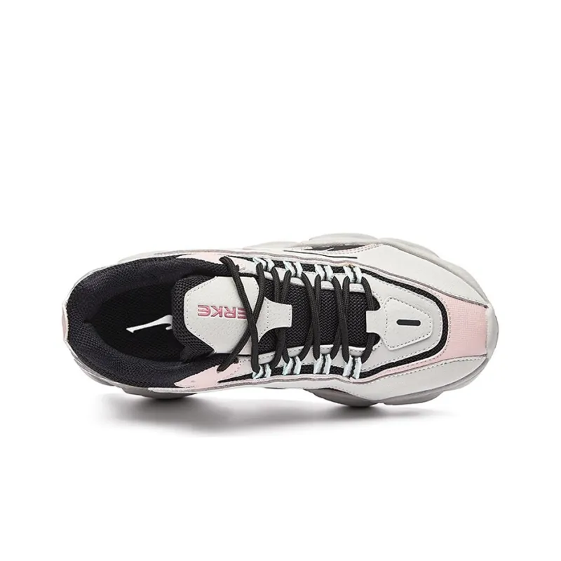 Erke Anti Slip And Wear Resistant Breathable Low Top Running Shoes Women's Light Gray-2