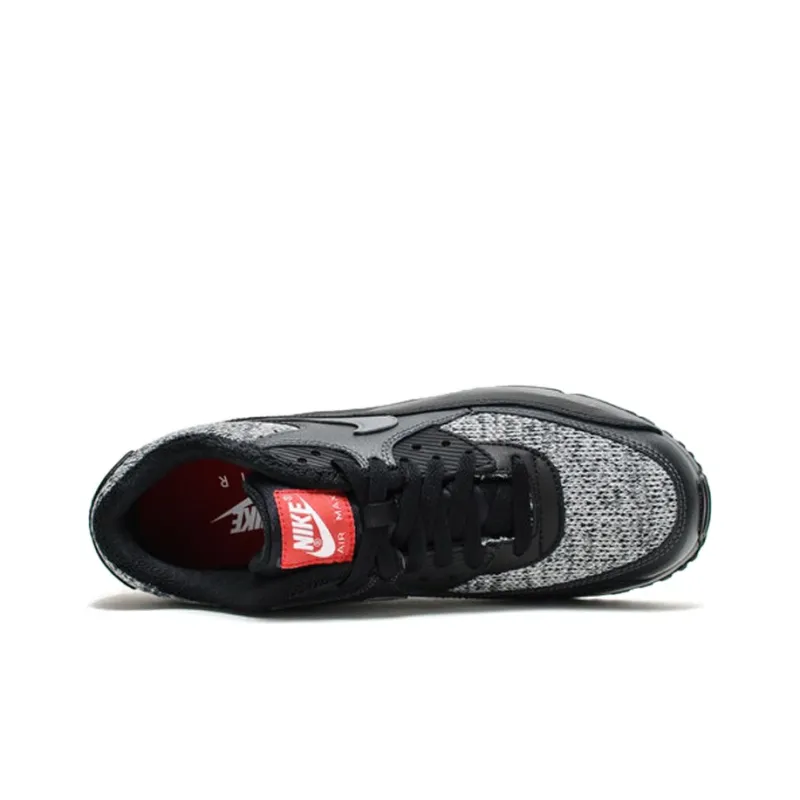 Nike Air Max 90 Cushioning Anti Slip And Wear Resistant Low Top Running Shoes Men's Black Gray Red-2