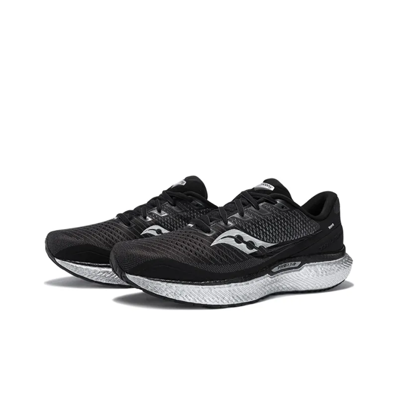 Saucony Triumph 18 Cushioning Anti Slip Wear Resistant Breathability Low Top Training Running Shoes Men's Black Silver-2