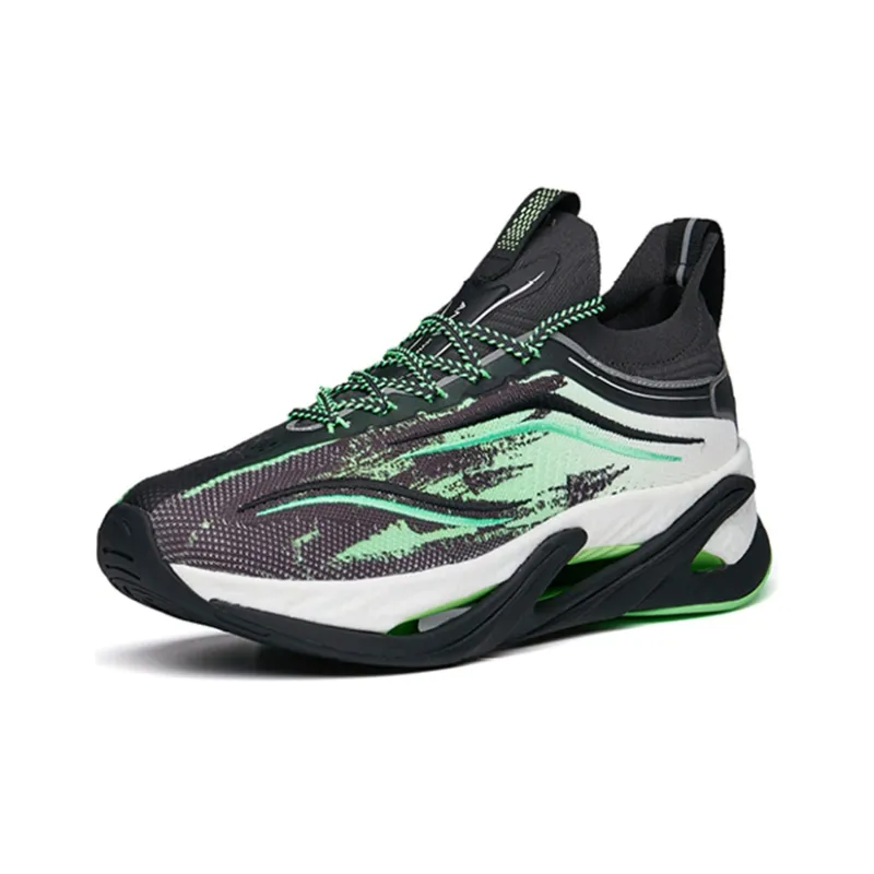 Anta Running Collection Cushioned Anti Slip And Wear Resistant Lightweight Low Top Running Shoes Men's Gray Green White-2