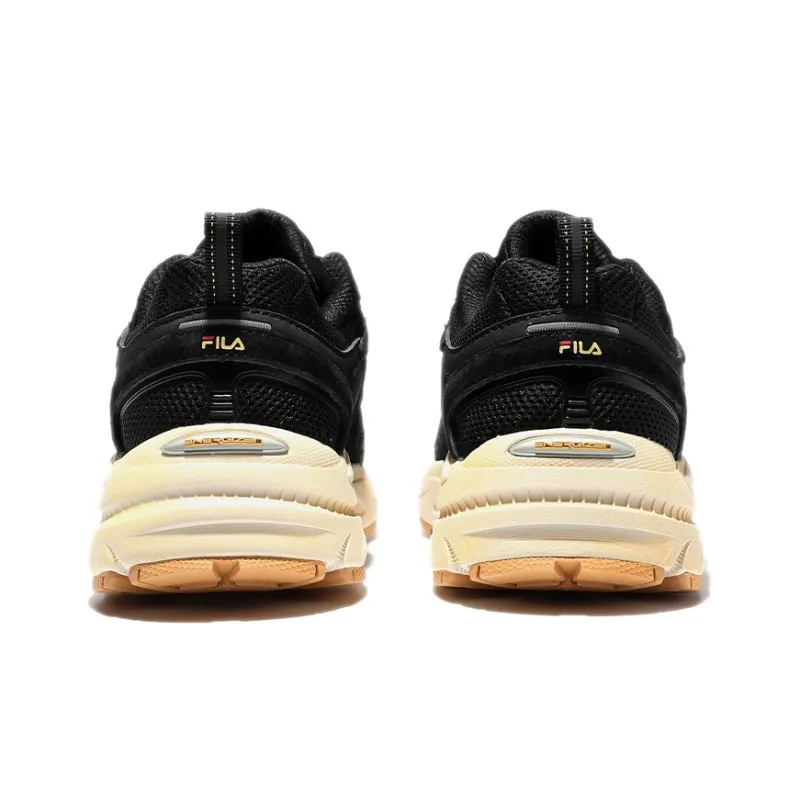 FILA Cushioning, Slip Resistant, And Abrasion Resistant Low Top Casual Running Shoes Unisex Black Gold Korean Style-4