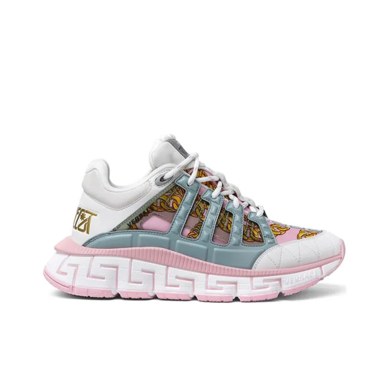 VERSACE Trigreca Chain Print White Pink Green Women's-1