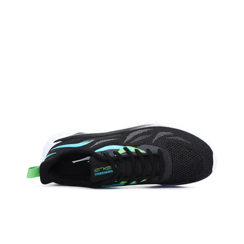 Erke Nibbled Anti-Slip And Wear-Resistant Lightweight Balance Low-Top Running Shoes Men's Black Blue-2