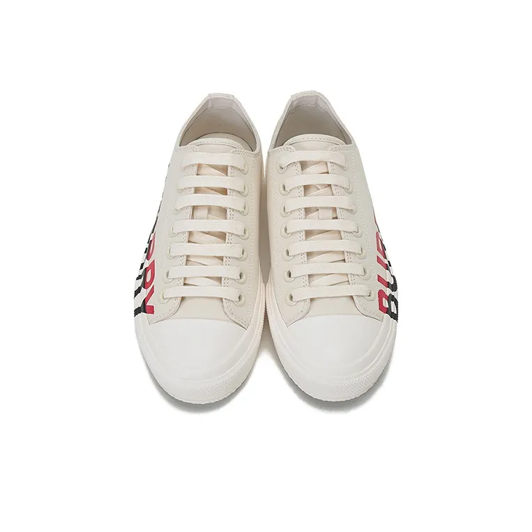 Burberry Low Top Canvas Shoes Women's Cream-4