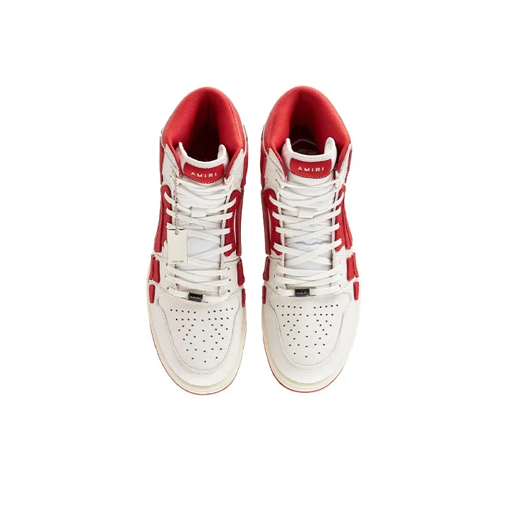 AMIRI Skel-Top Hi Bone Shoes Stylish Skateboarding Shoes Men's White Red-4