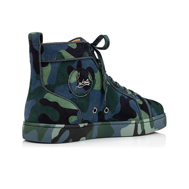 CL LUBOTING Louboutin Louis Orlato Stylish Skateboarding Shoes Men's Green Camouflage-2