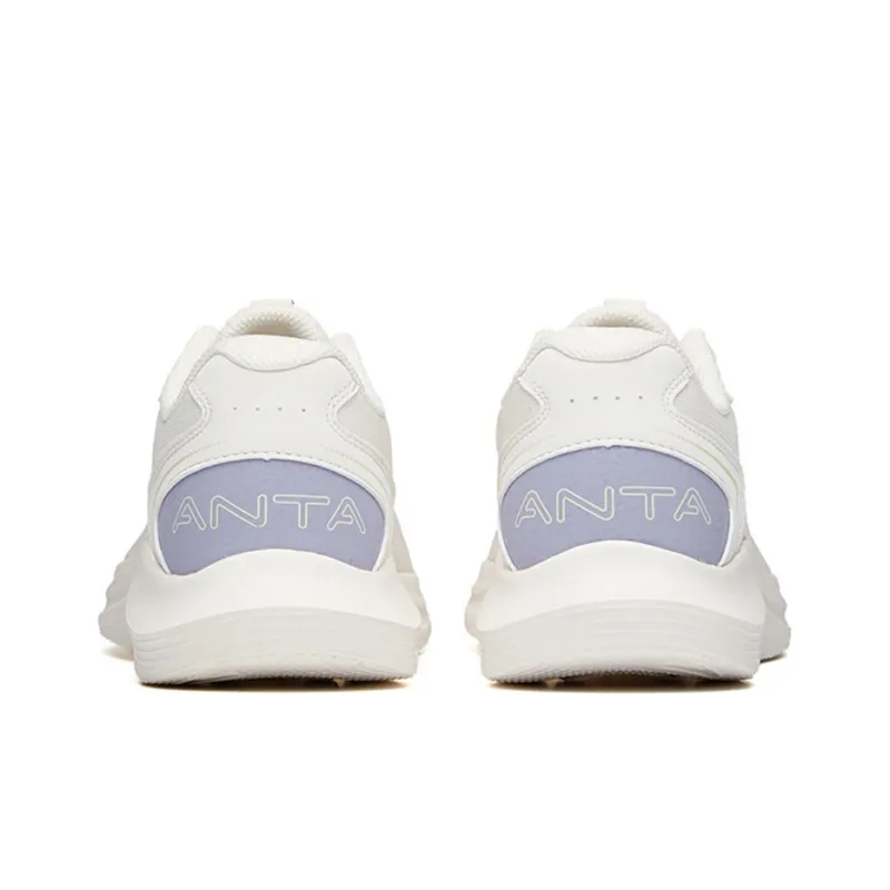 Anta Running Collection Cushioned Slip Resistant Abrasion Resistant Low Top Running Shoes Women's Ivory White-3