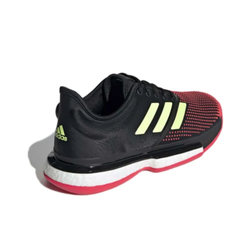 Adidas Solecourt Core Wear-Resistant Slip-Resistant Low-Top Tennis Shoes Men's Black Red-3