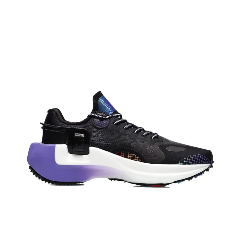 LiNing Ranger Cushioned Slip Resistant Abrasion Resistant Low Top Running Shoes Men's Black Purple-1