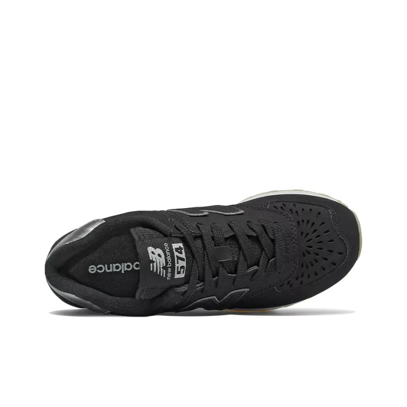 New Balance 574 Black Dark Silver Metallic Women's-2