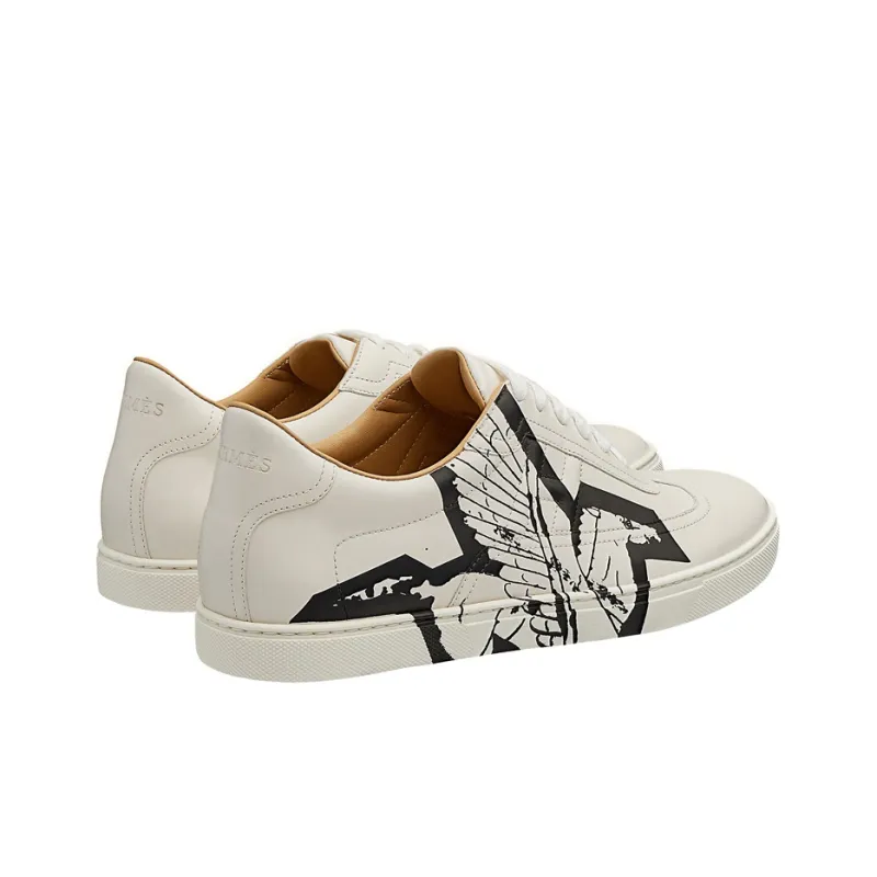 HERMES Quicker Low Top Stylish Skateboarding Shoes Men's White Black-3