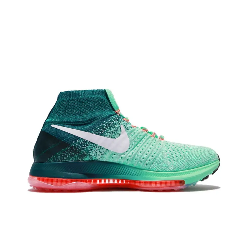 Nike All Out Flyknit Running Shoes Women's Mid-Top Green/White-1