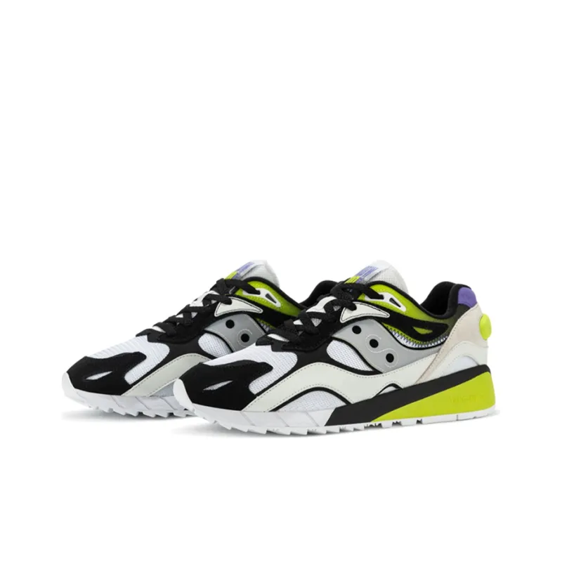 Saucony Shadow 6000 Cushioned Slip Resistant Low Top Casual Running Shoes Unisex Black White-2
