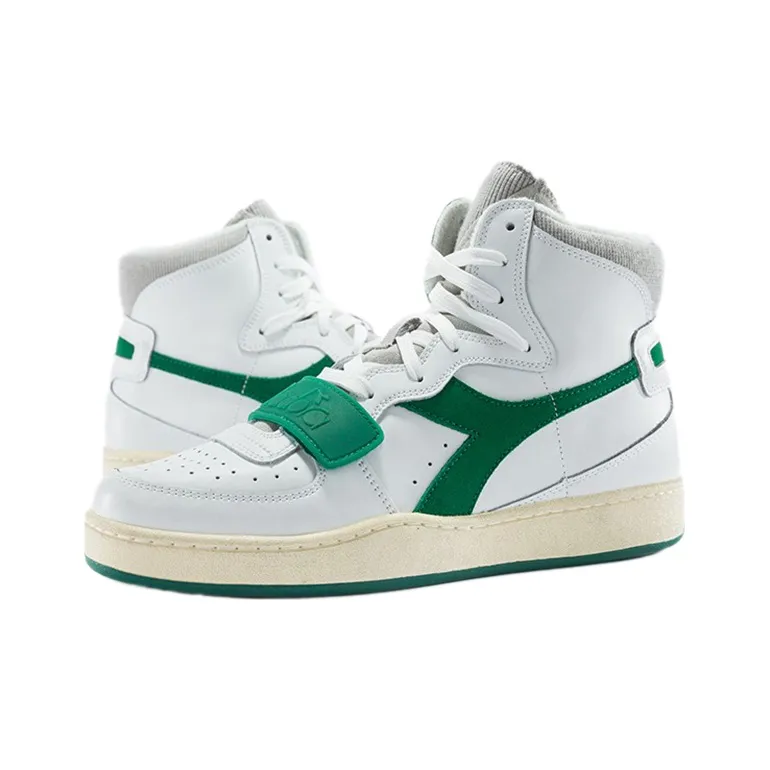 Diadora MI BASKET USED Stylish Skateboarding Shoes Unisex White Green-2
