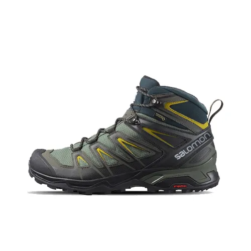 SALOMON X Ultra 3 Hiking / Trekking Shoes Men Mid-Top Gray/Green