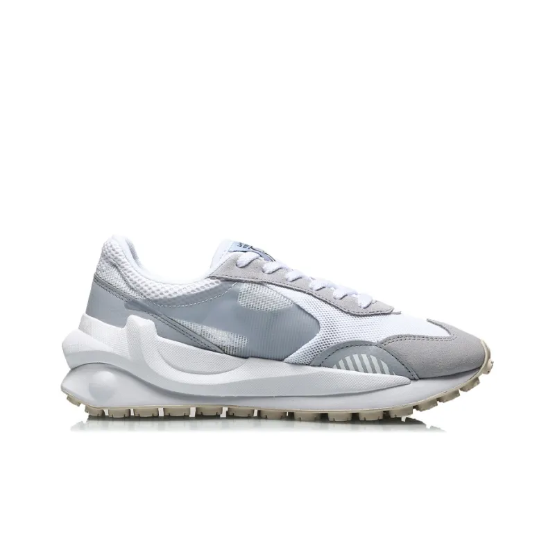 LiNing Cushioned Anti Slip And Wear Resistant Lightweight Low Top Running Shoes Women's White Light Blue-1