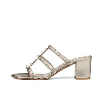 Valentino Rockstud Slide Slippers Women's Gold