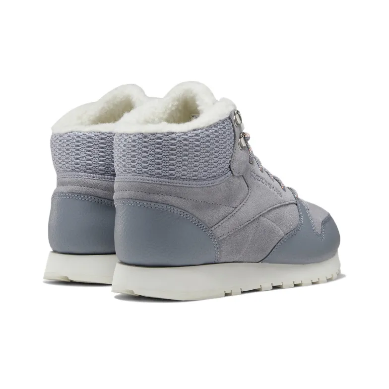 Reebok Classic Leather Running Shoes Women's Mid Top Concrete Gray-3