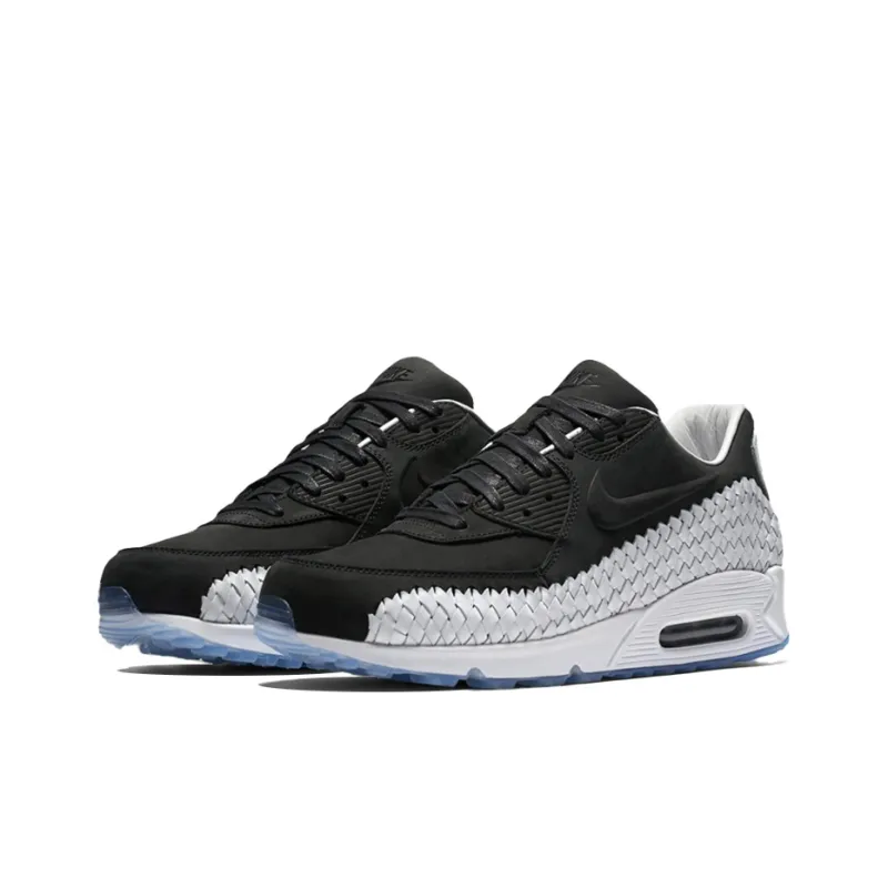 Nike Air Max 90 Cushioned Slip Resistant Abrasion Resistant Breathable Low Top Running Shoes Men's Black White-2