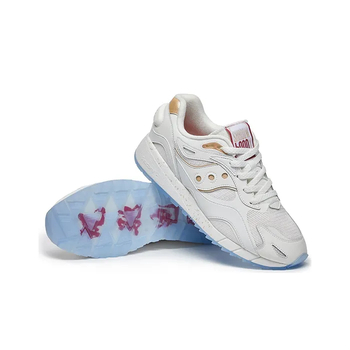 Saucony Shadow 6000 Wear Resistant Low Top Casual Running Shoes Unisex White Gold-7