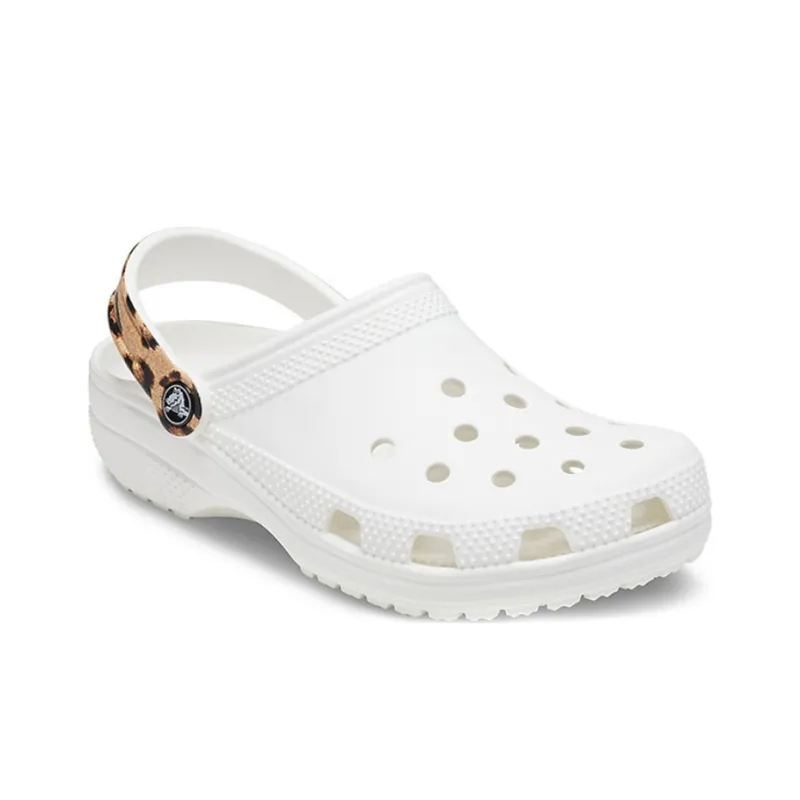 Crocs Classic Clog Beach Sandals Leopard Print White-1