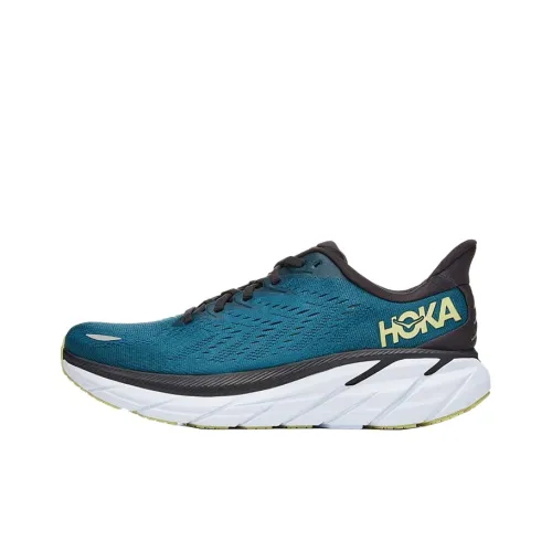 HOKA ONE ONE Clifton 8 Running Shoes Men Low-Top Blue/White