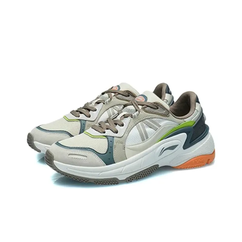 LiNing Dating Reflective Support Low Top Running Shoes Men's Gray White-2