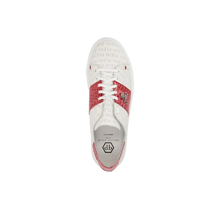 PHILIPP PLEIN Skateboard Shoes Men Low-Top Red/White-3