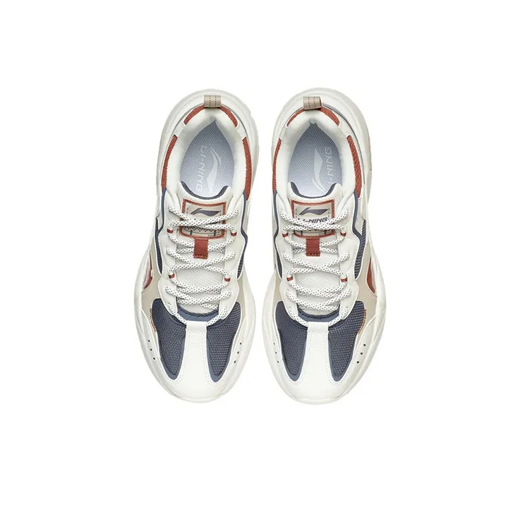 LiNing Wear-Resistant Low-Top Running Shoes Men's Mist White-3