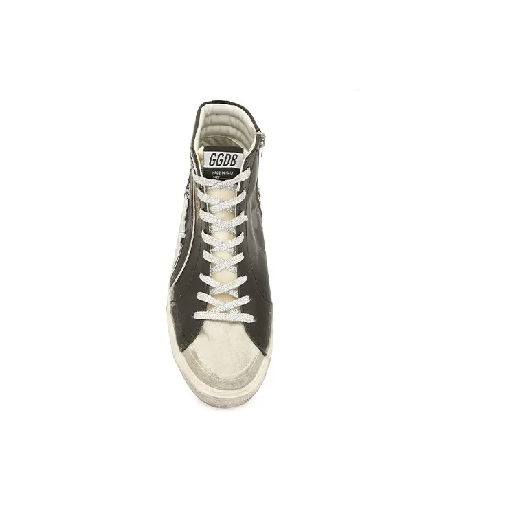 Golden Goose Slide Skateboard Shoes Men High-Top Black/White-2