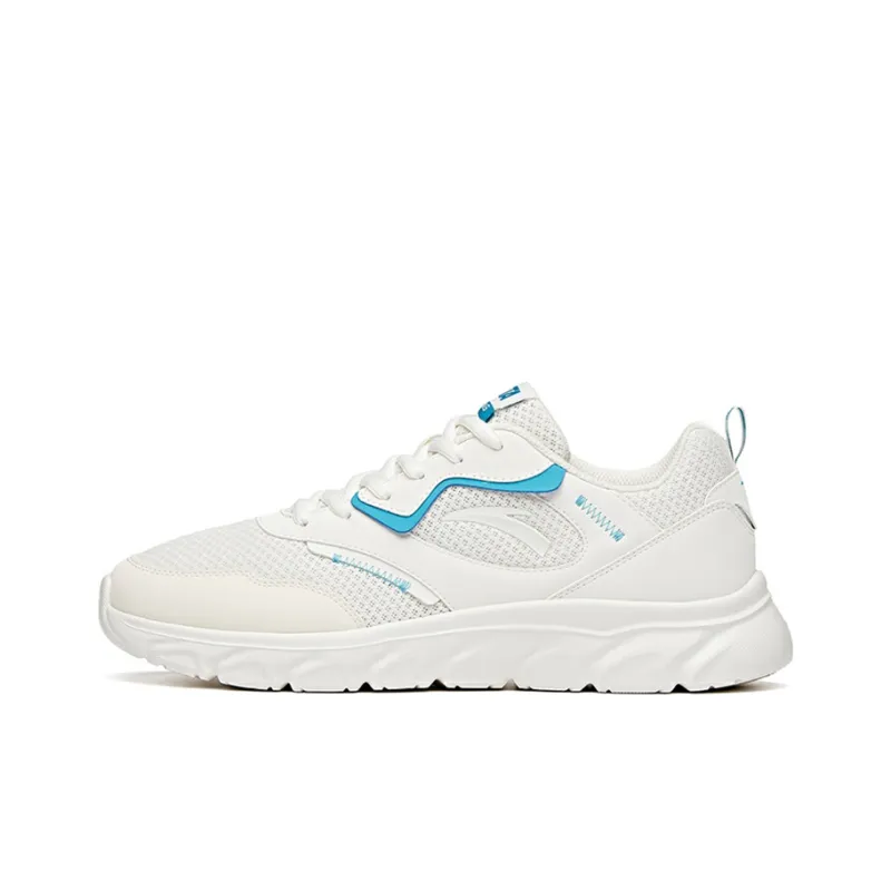 Anta Cushioned Slip-Resistant Abrasion-Resistant Breathable Low-Top Running Shoes Men's White Blue-0