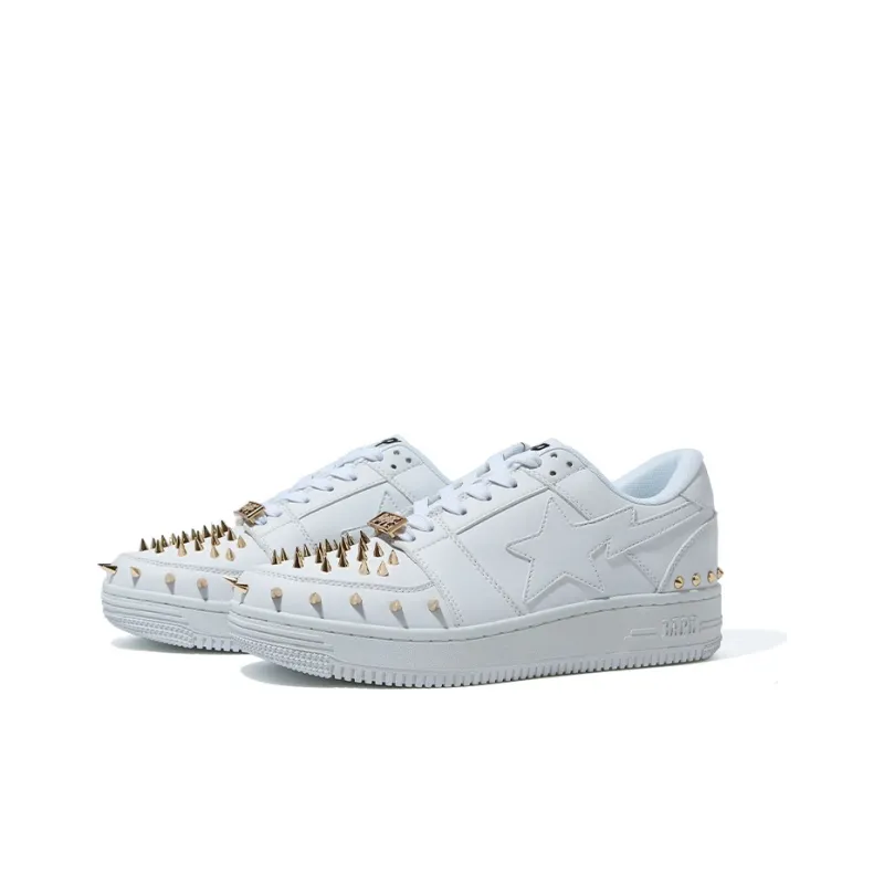 A BATHING APE STA Low Stylish Skateboarding Shoes Men's White-2