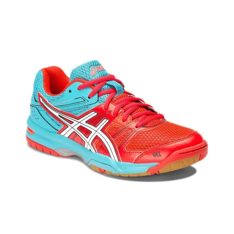 Asics Gel-Rocket 7 Anti-Slip Wear-Resistant Low-Top Running Shoes Women's Sunrise Red Blue-2
