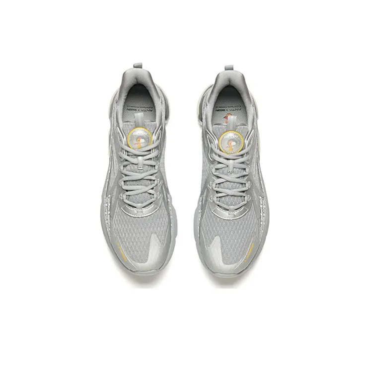 ANTA Running Shoes Men Low Top Dusty Gray/Silver/Fluorescent Mango Orange-3
