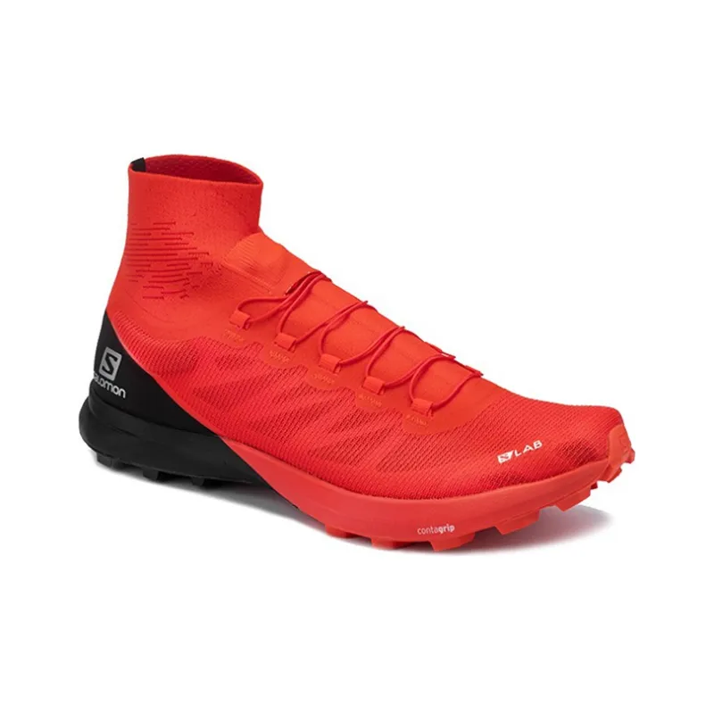 SALOMON S/lab Sense 8 SG Slip Resistant, Abrasion Resistant, Breathable Mid Top Hiking Shoes Unisex Competition Red-1