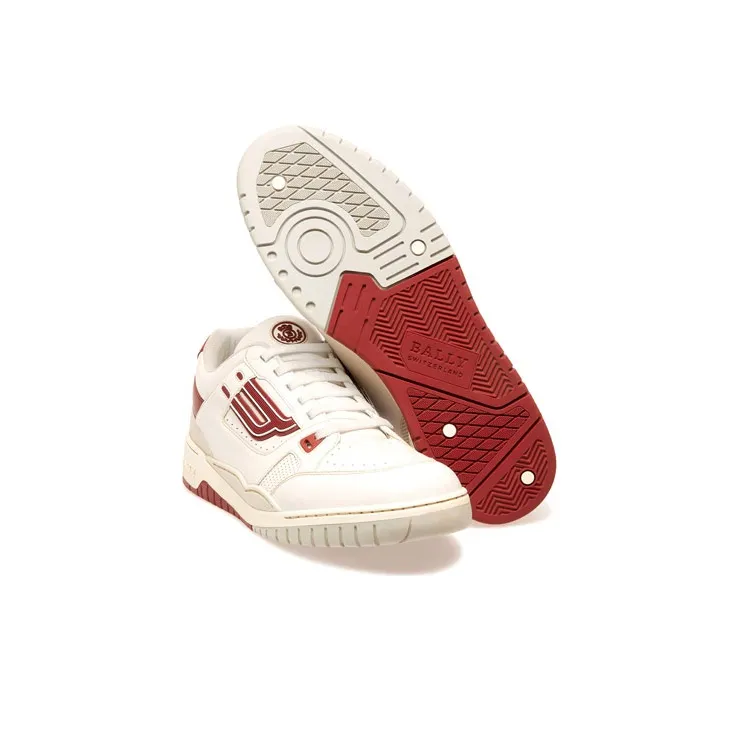 BALLY Low Top Stylish Skateboarding Shoes Men's White Red-2