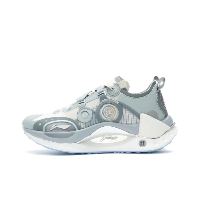LiNing Jueying CRC 䨻 Breathable Wear Resistant Slip Resistant Low Top Running Shoes Women's Gray White-0