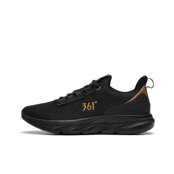 361° Cushioned Abrasion-Resistant Slip-Resistant Low-Top Running Shoes Men's Black Gold Fitness