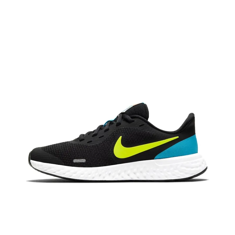 Nike REVOLUTION 5 Cushioning Anti Slip Wear Resistant Breathability Low Top Running Shoes Women's Black Yellow Blue-0