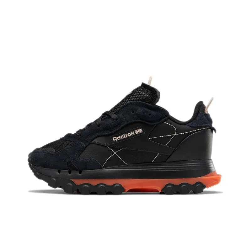 Reebok Classic Leather Cardi B Black Fiery Orange Women's-0