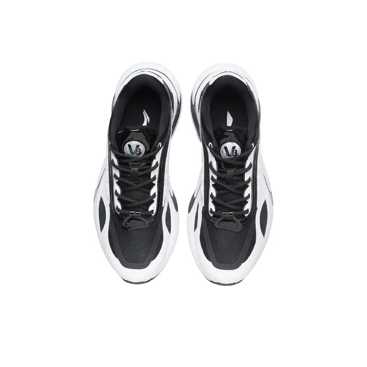 LiNing V8 Cushioning Support Low Top Running Shoes Women's Black White-3
