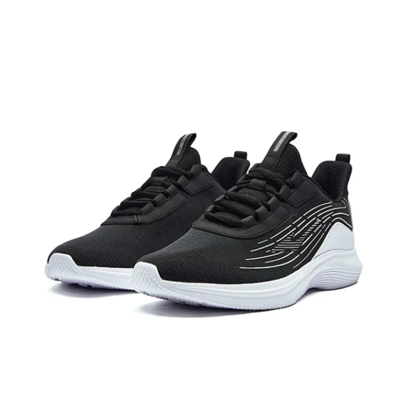 Erke Cushioning, Slip Resistant, And Abrasion Resistant Low Top Running Shoes Men's Black White-1