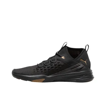 PUMA Fuse Mantra Fit Desert Cushioning Anti Slip And Wear Resistant Coverage Mid Top Running Shoes Men's Black Gold
